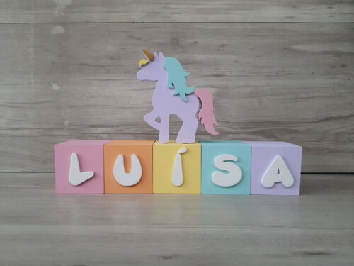 Kit Jardim Encantado - 5 Letras - Unicórnio + Cubos