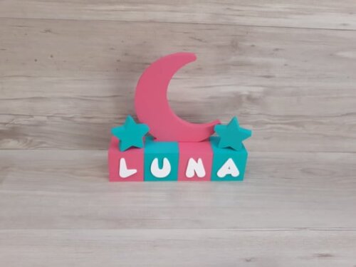 Kit Lua e estrelas + cubos modelo Infantil - peça de mesa em