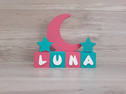 Kit Lua e estrelas + cubos modelo Infantil - peça de mesa em