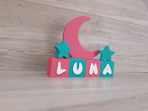 Kit Lua e estrelas + cubos modelo Infantil - peça de mesa em