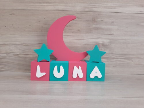 Kit Lua e estrelas + cubos modelo Infantil - peça de mesa em