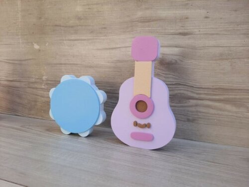 Kit Musical em mdf - Pandeiro e Violão