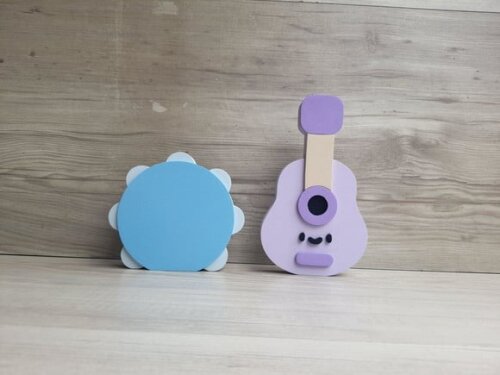Kit Musical em mdf - Pandeiro e Violão