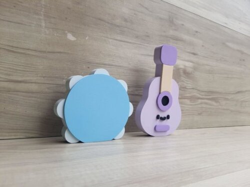 Kit Musical em mdf - Pandeiro e Violão