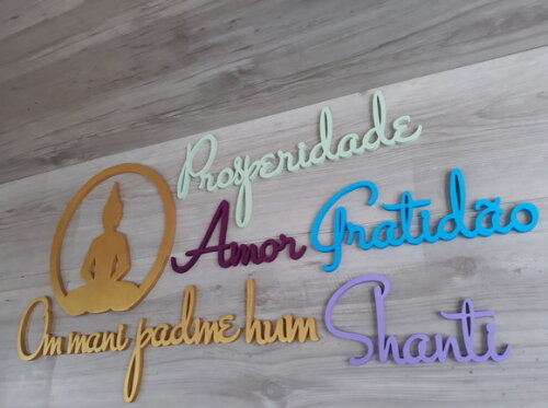 Kit Painel Parede Mantra + Buda + 4 palavras