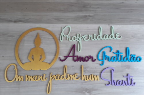 Kit Painel Parede Mantra + Buda + 4 palavras