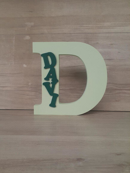 Letra com Aplique do Nome - 20 cm - Peça de Mesa em mdf