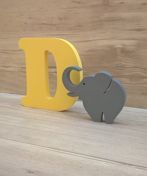 Letra em MDF - modelo CB - 15 cm + Elefante 10 cm