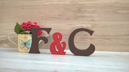 Letras em mdf - Iniciais com & - 15 cm - Linha Hippie