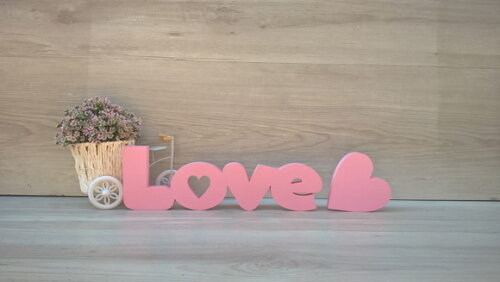 Love vazado coração - linha DW + coração 10 cm
