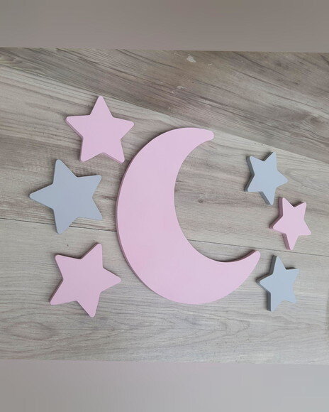 Lua e Estrelas de Parede em mdf
