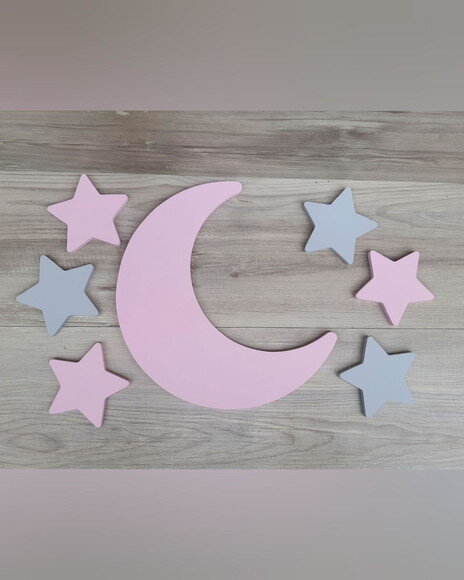 Lua e Estrelas de Parede em mdf