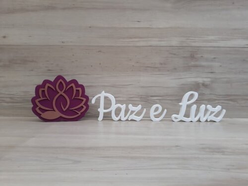 Meditação Flor de Lótus + Paz e Luz - peças de mesa em MDF