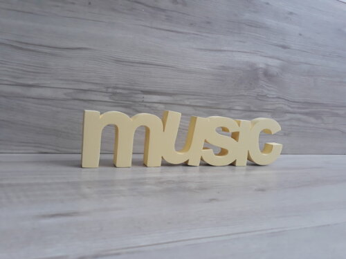 music - Palavra de mesa em MDF - Tamanho P