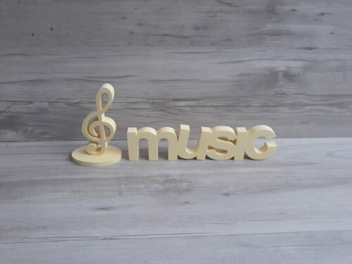 music - Palavra de mesa em MDF - Tamanho P + Nota Musical