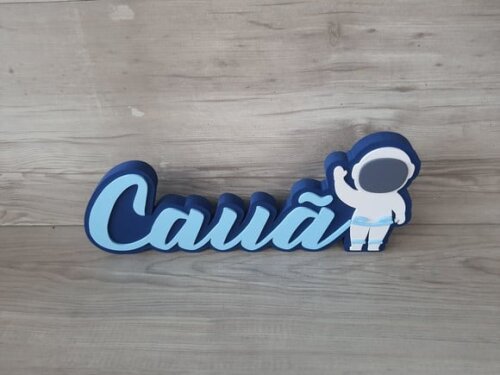 Nome de Mesa em mdf - Linha Astronauta - Cauã 15 cm