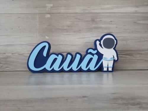 Nome de Mesa em mdf - Linha Astronauta - Cauã 15 cm