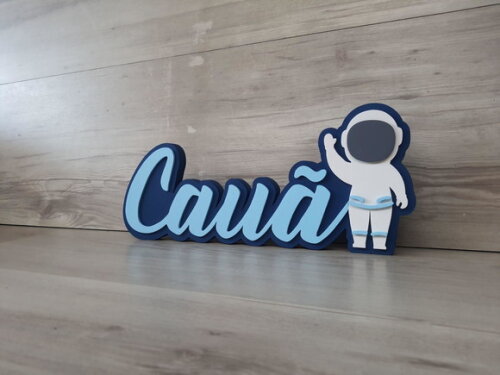 Nome de Mesa em mdf - Linha Astronauta - Cauã 15 cm