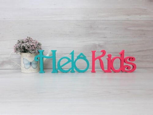Nome de mesa em MDF - Linha CH - Helô Kids 10 cm