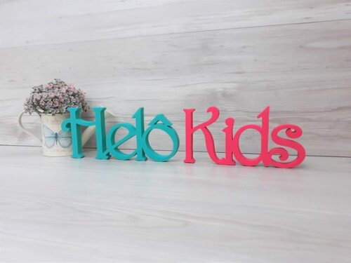 Nome de mesa em MDF - Linha CH - Helô Kids 10 cm