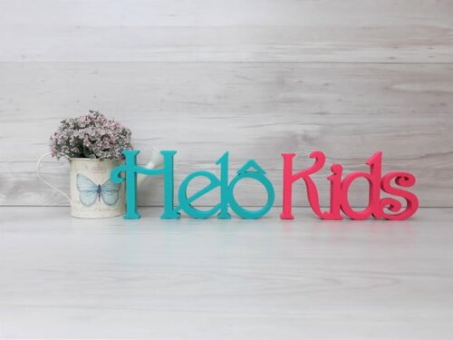 Nome de mesa em MDF - Linha CH - Helô Kids 10 cm