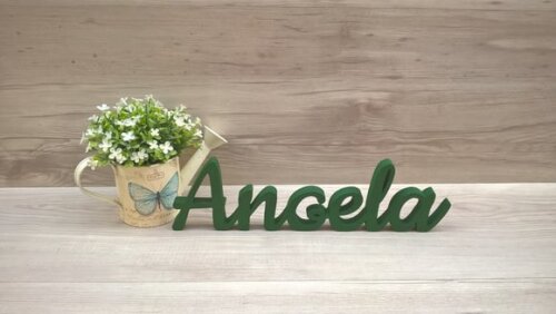 Nome De Mesa Em Mdf - Linha Ck - Angela 10 Cm
