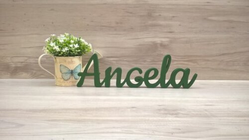 Nome De Mesa Em Mdf - Linha Ck - Angela 10 Cm
