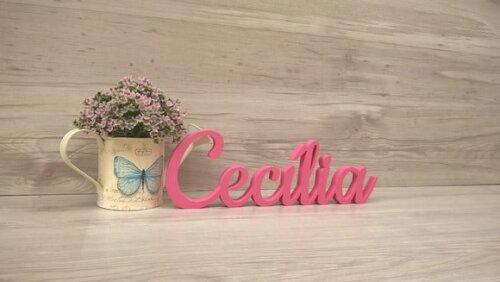 Nome de mesa em MDF - Linha CK - Cecília 10 cm
