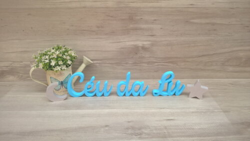 Nome De Mesa Em Mdf - Linha Ck - Céu Da Lu - 8 Cm + Estrela