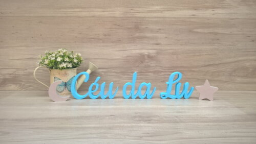 Nome De Mesa Em Mdf - Linha Ck - Céu Da Lu - 8 Cm + Estrela