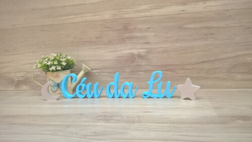 Nome De Mesa Em Mdf - Linha Ck - Céu Da Lu - 8 Cm + Estrela
