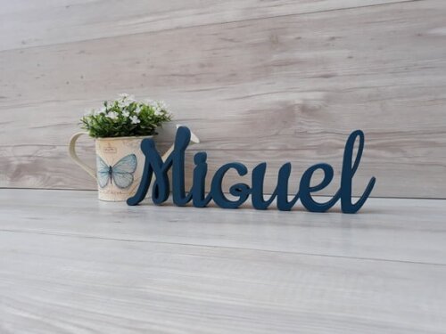 Nome de Mesa em mdf - Linha Ck - Miguel 10 cm