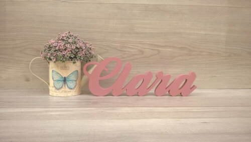 Nome de mesa em MDF - Linha Clássicos - Clara 10 cm