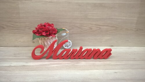 Nome de Mesa em mdf - Linha Clássicos Bop - Mariana 10 cm