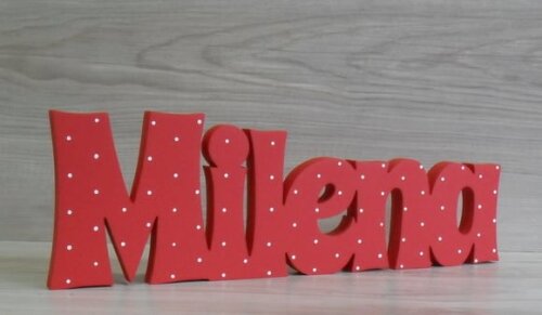 Nome de Mesa em mdf - Linha Sr com Poá - Milena 10 cm