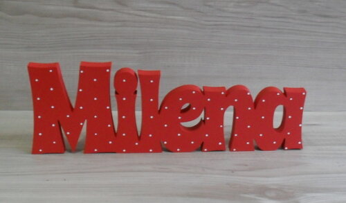 Nome de Mesa em mdf - Linha Sr com Poá - Milena 10 cm