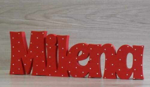 Nome de Mesa em mdf - Linha Sr com Poá - Milena 10 cm