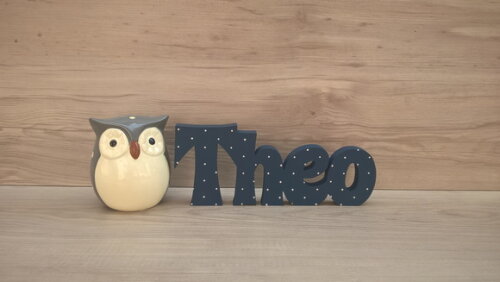 Nome de Mesa em mdf - Linha Sr com Poá - Theo 15 cm
