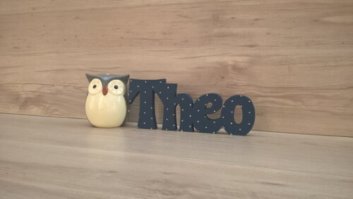 Nome de Mesa em mdf - Linha Sr com Poá - Theo 15 cm