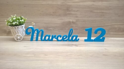 Nome de Mesa em mdf - Mod as - Marcela 10 cm + 2 Números