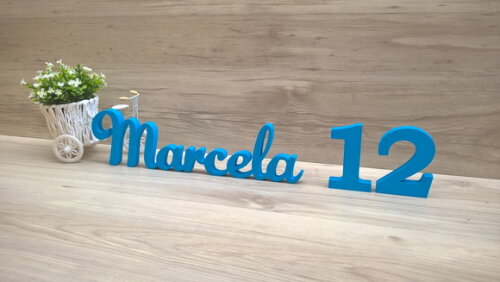 Nome de Mesa em mdf - Mod as - Marcela 10 cm + 2 Números