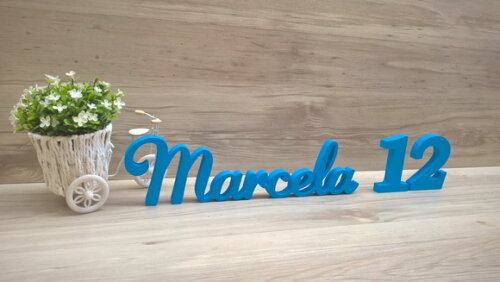 Nome de Mesa em mdf - Mod as - Marcela 10 cm + 2 Números