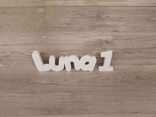 Nome de Mesa em mdf - Mod Pk - Luna 10 cm + Número 10 cm