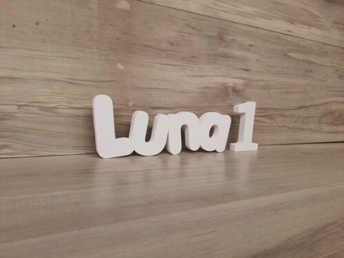 Nome de Mesa em mdf - Mod Pk - Luna 10 cm + Número 10 cm