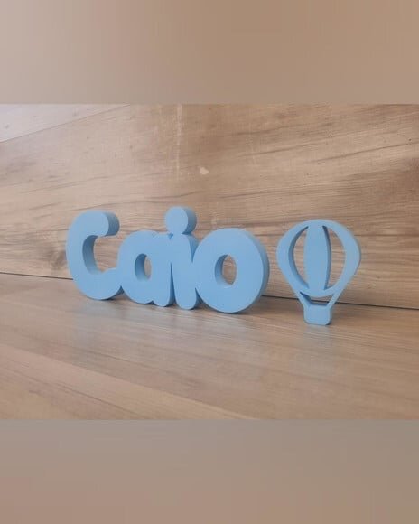Nome de Mesa em mdf - Mod Pk Padrão - Caio 10 cm + Balão