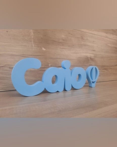 Nome de Mesa em mdf - Mod Pk Padrão - Caio 10 cm + Balão