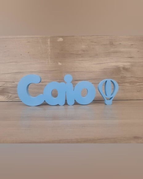 Nome de Mesa em mdf - Mod Pk Padrão - Caio 10 cm + Balão