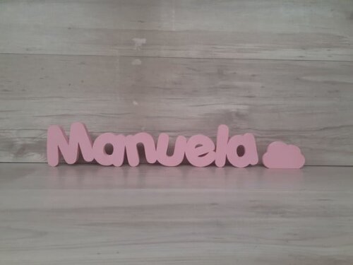 Nome de Mesa em mdf - Mod Pk Padrão + Nuvem Manuela 10cm