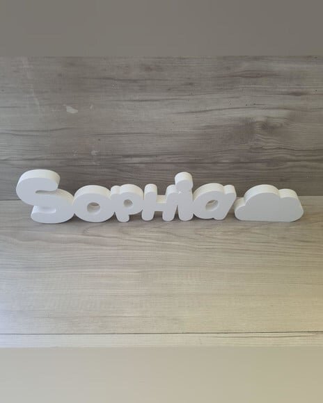 Nome de Mesa em mdf - Mod Pk Padrão + Nuvem - Sophia 10cm