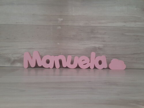 Nome de Mesa em mdf - Mod Pk Padrão + Nuvem Manuela 10cm